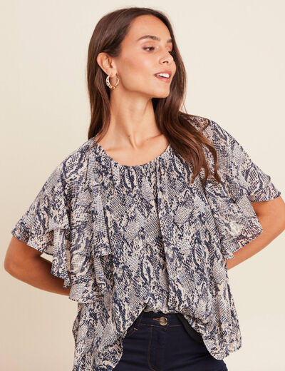 Blouse ample en voile doublée beige femme