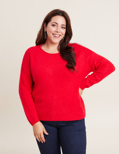 Pull manches longues rose cerise femme