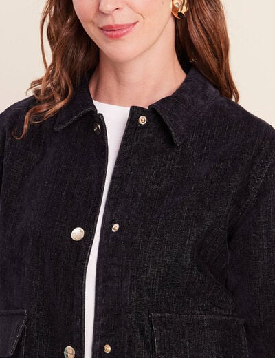 Veste courte droite denim brut femme