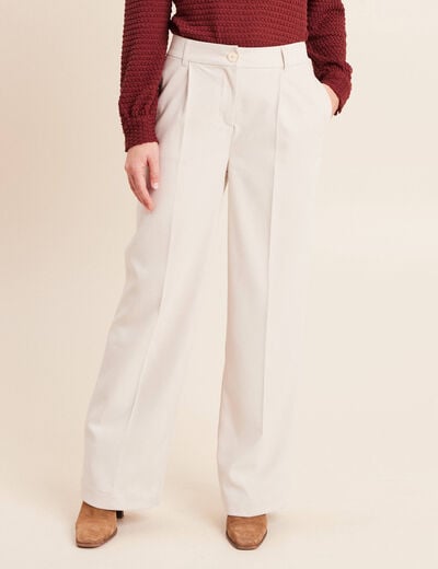Pantalon taille haute en velours sable femme