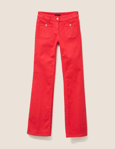Pantalon bootcut taille basculée rouge femme
