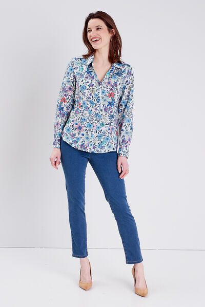Chemise manches longues ecru femme