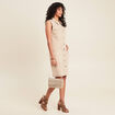 Robe droite en jean denim beige femme