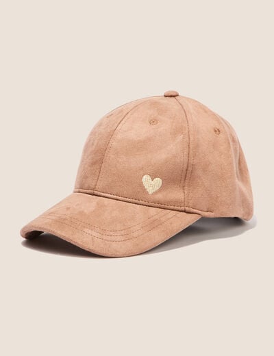 Casquette avec broderie marron clair femme