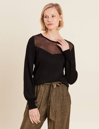 Pull manches longues noir femme