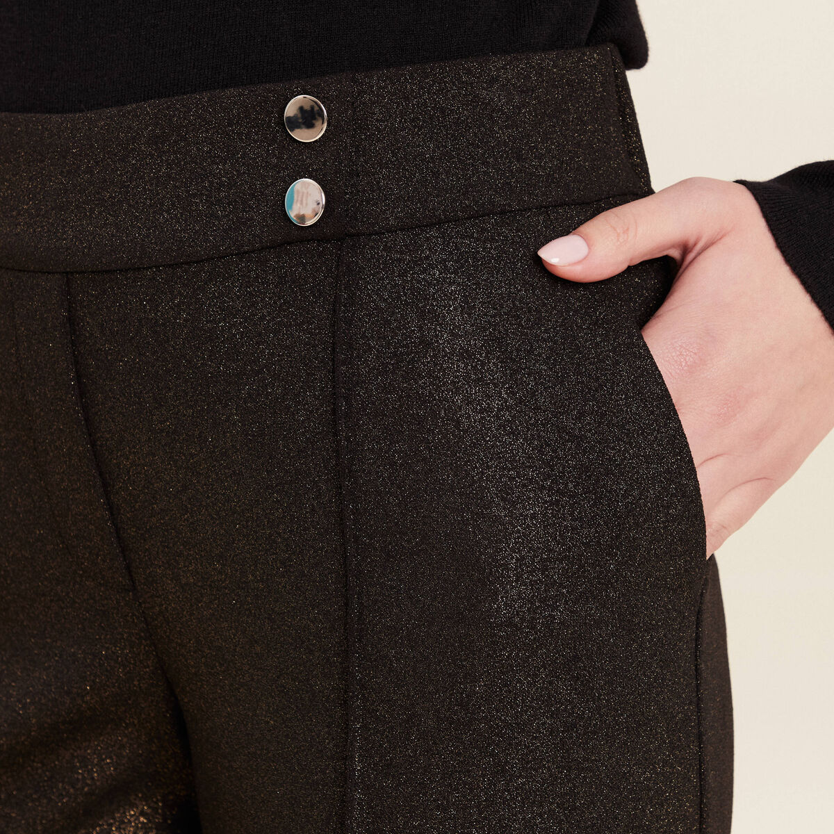 Pantalon large paillettes noir femme