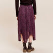 Jupe longue évasée plissée violet femme
