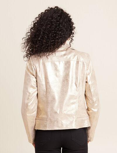 Veste esprit motard zippée couleur or femme