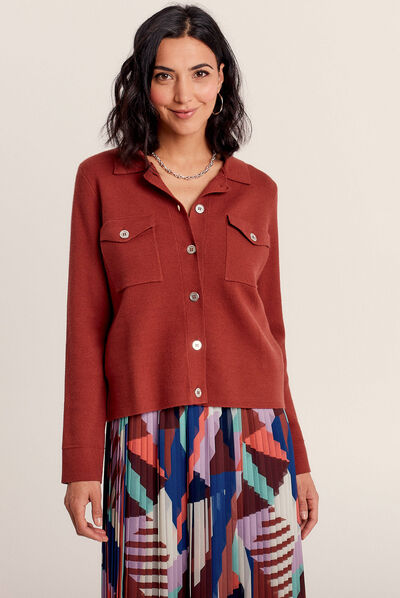 Pull manches longues marron cognac femme