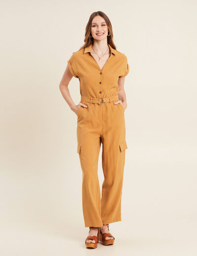 Combinaison pantalon fluide camel femme