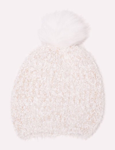 Lot bonnet et écharpe ecru femme