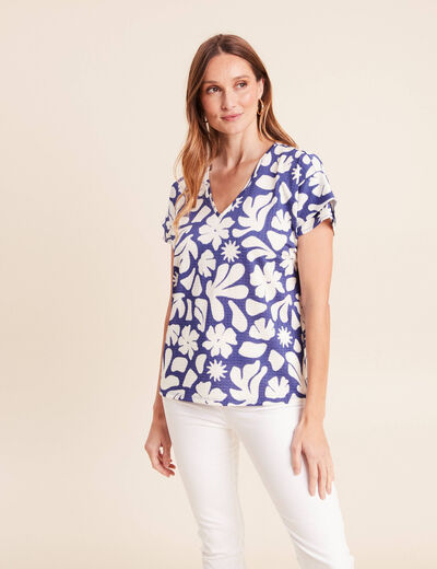 T-shirt manches courtes bleu femme