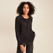 Blouse fluide col v manches longues noir femme