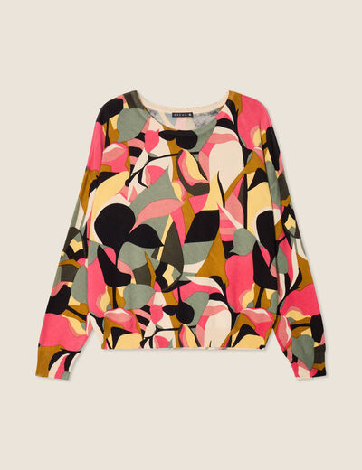 Pull manches longues multicolore femme