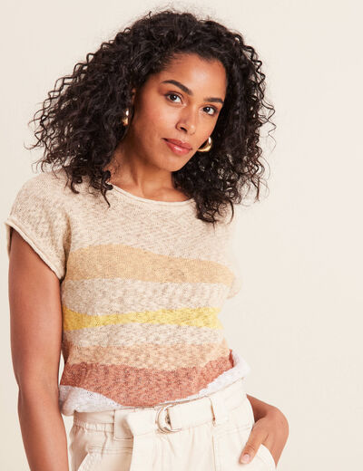 Pull sans manches beige femme