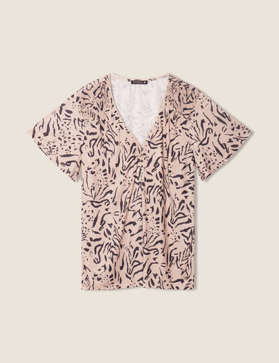T-shirt manches courtes beige femme