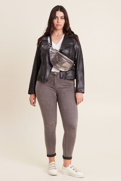 Pantalon ajusté 7/8ème gris femme