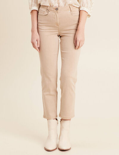Jean coupe droite 7/8&egrave;me denim beige femme