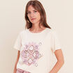 T-shirt col rond manches courtes ecru femme