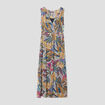 Robe longue droite fluide mauve femme