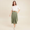 Jupe longue évasée ceinturée vert kaki femme