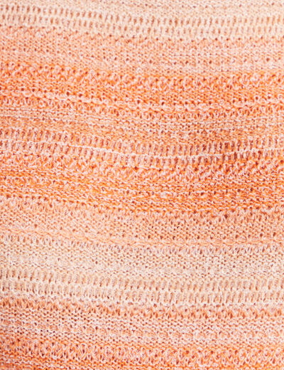 Pull col v manches courtes orange fluo femme