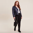 Veste esprit motard zippée bleu foncé femme