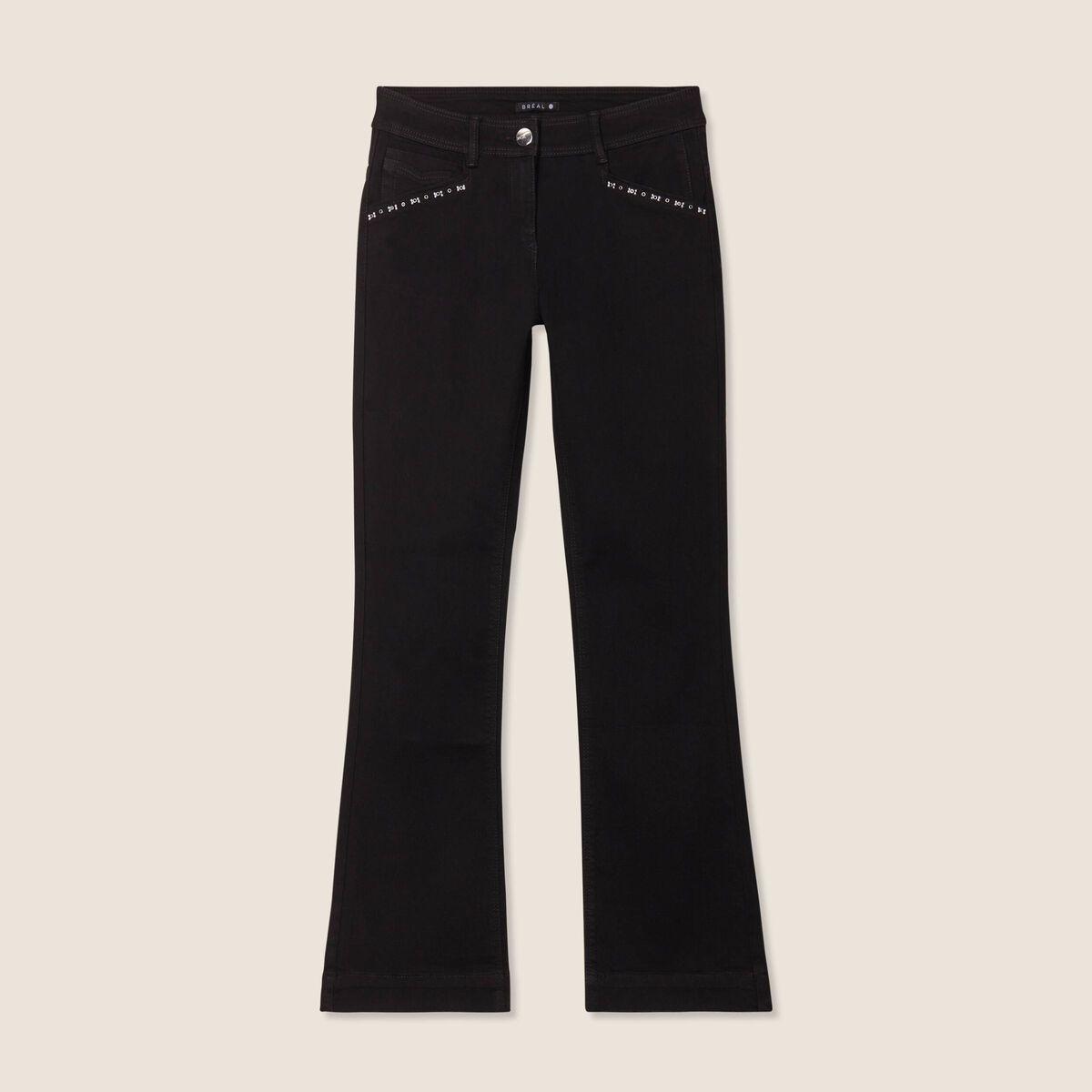 Jean bootcut taille basculée denim noir femme