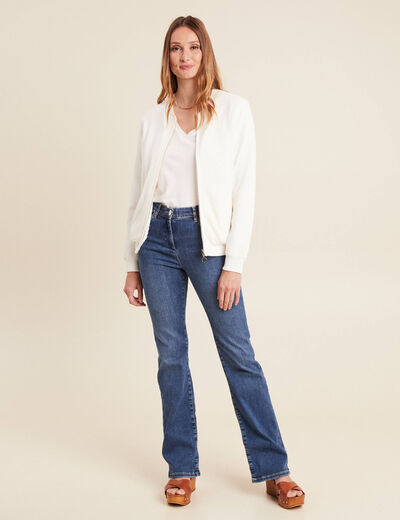 Gilet r&eacute;versible brod&eacute;e ecru femme