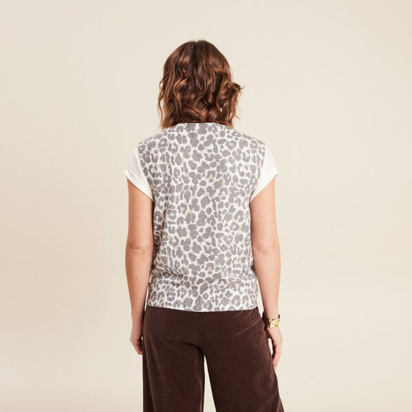 Pull sans manches ecru femme