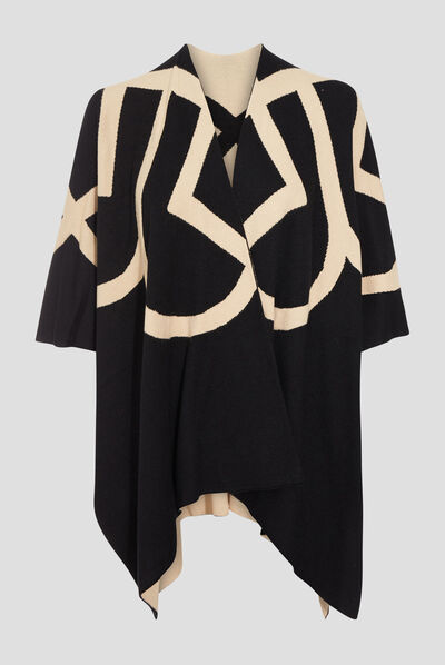 Poncho réversible noir femme