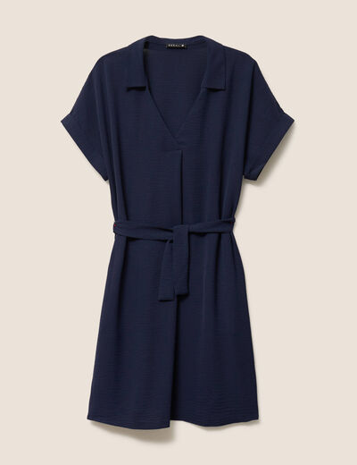 Robe fluide manches courtes bleu marine femme