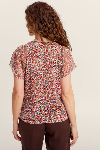 T-shirt manches courtes multicolore femme