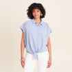 Blouse ample cropped col am&eacute;ricain bleu gris femme