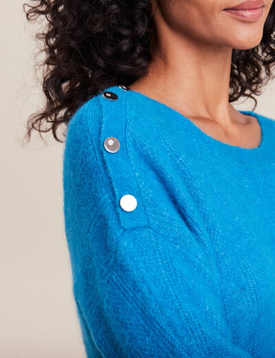 Pull manches longues bleu femme