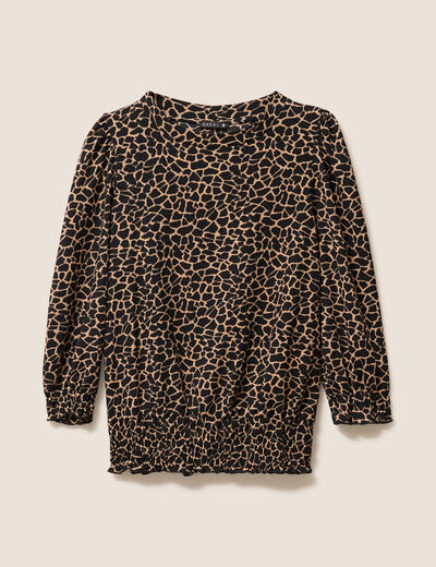 T-shirt manches 3/4 noir femme