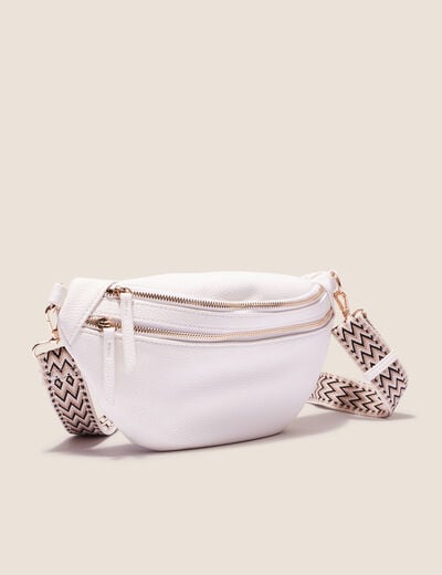 Sac banane zippé ecru femme