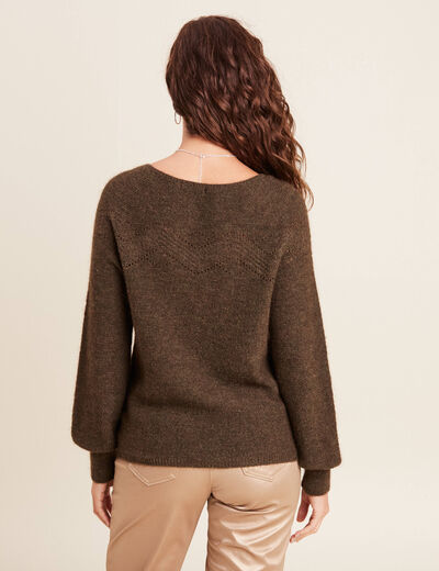 Pull confectionné en France vert kaki femme