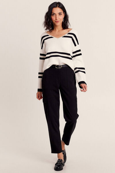 Pantalon cigarette 7/8ème noir femme