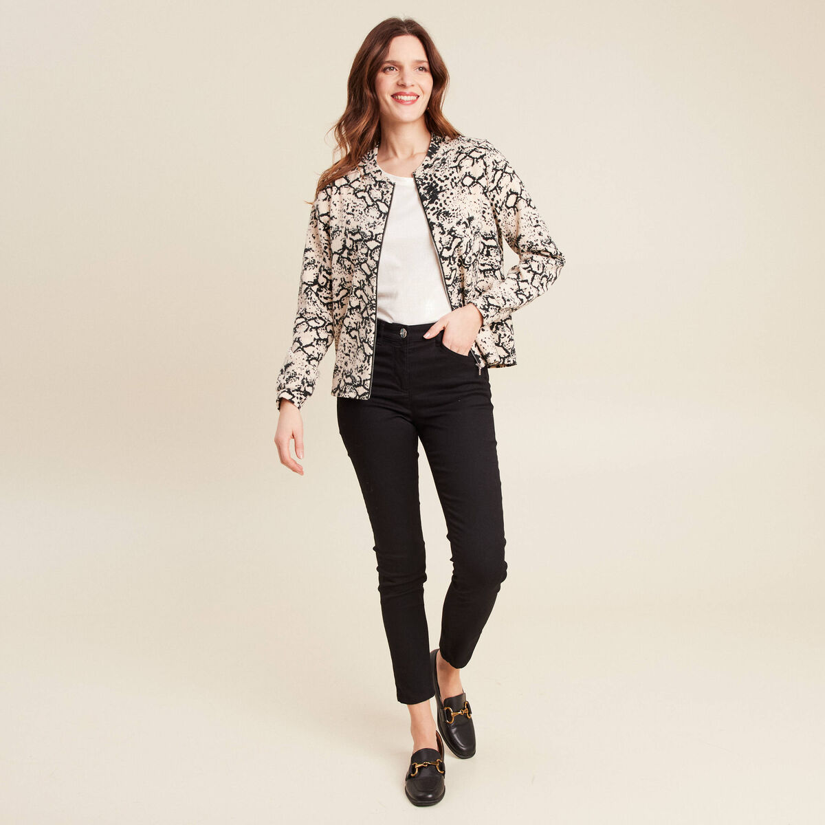 Gilet manches longues beige femme