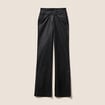 Pantalon bootcut enduit taille haute noir femme