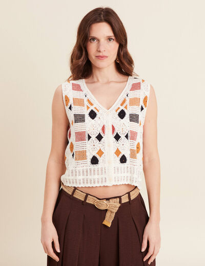 Gilet sans manches blanc femme