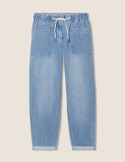 Jean coupe mom 7/8&egrave;me denim double stone femme