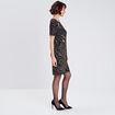 Robe droite manches courtes noir femme