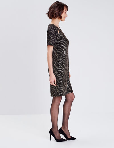 Robe droite manches courtes noir femme