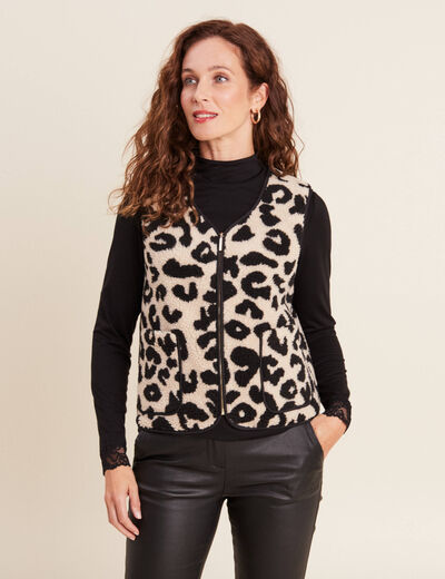 Gilet sans manches laine mouton beige femme