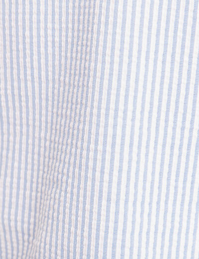 Blouse courte bas resserr&eacute; bleu femme