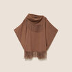 Poncho col b&eacute;nitier sans manches beige femme