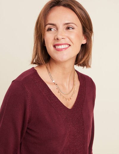 Pull manches longues bordeaux femme