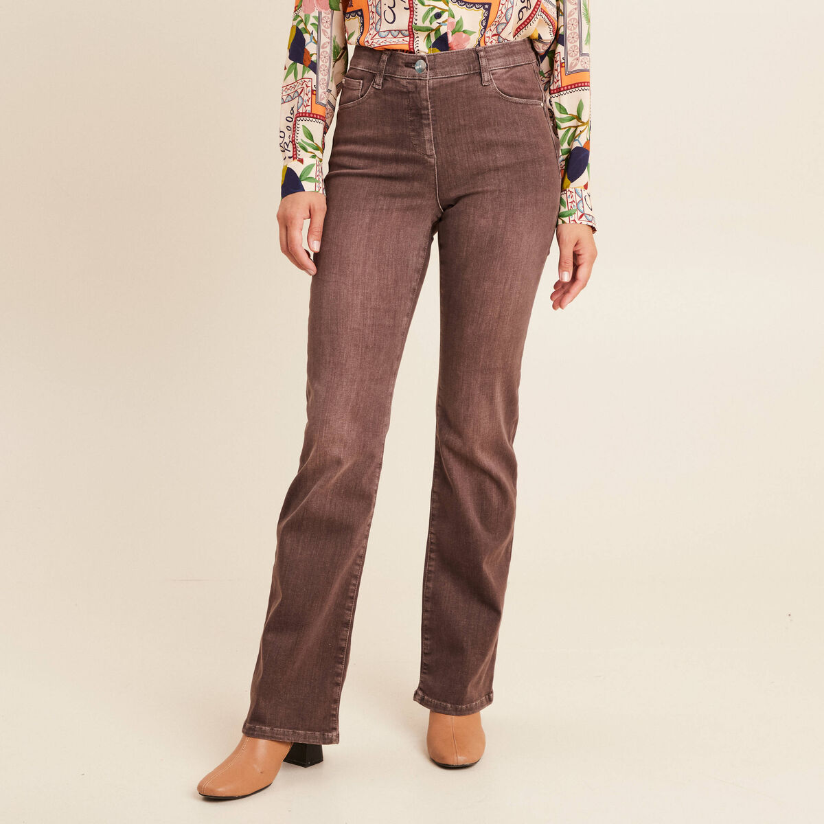 Jean magique L'Unique coupe bootcut marron clair femme